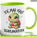 Turtle Mug Slogan I just like it Gift Green Mug 330ml