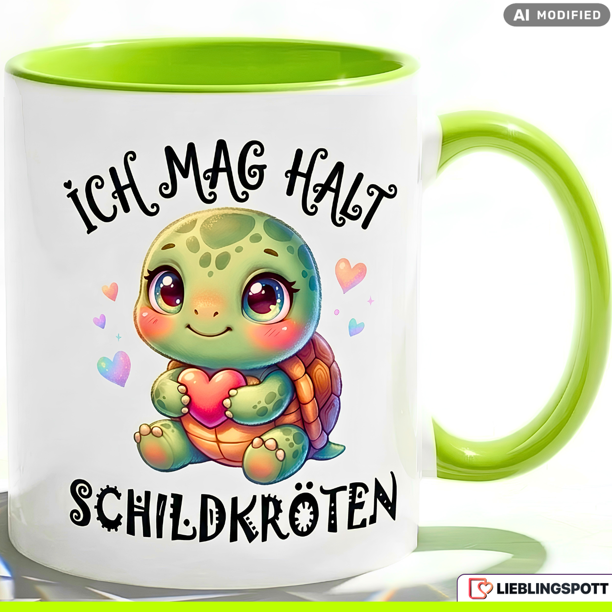 Turtle Mug Slogan I just like it Gift Green Mug 330ml