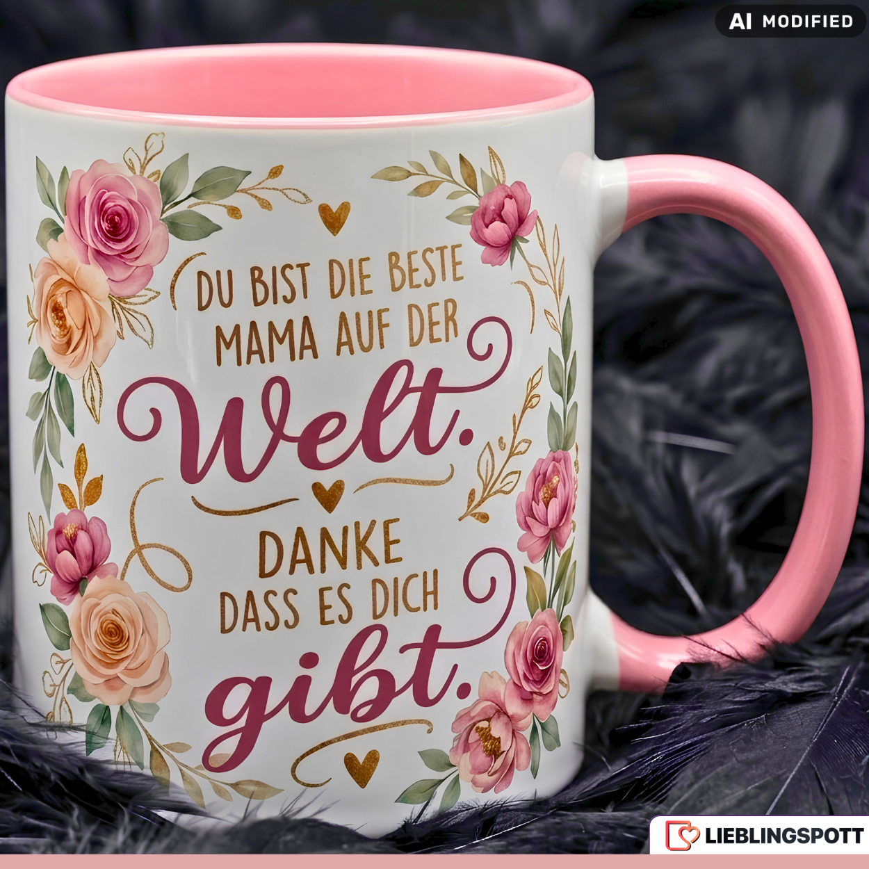 Mama Tasse Spruch Beste Welt Geschenk Danke Muttertag Rosa Becher 330ml