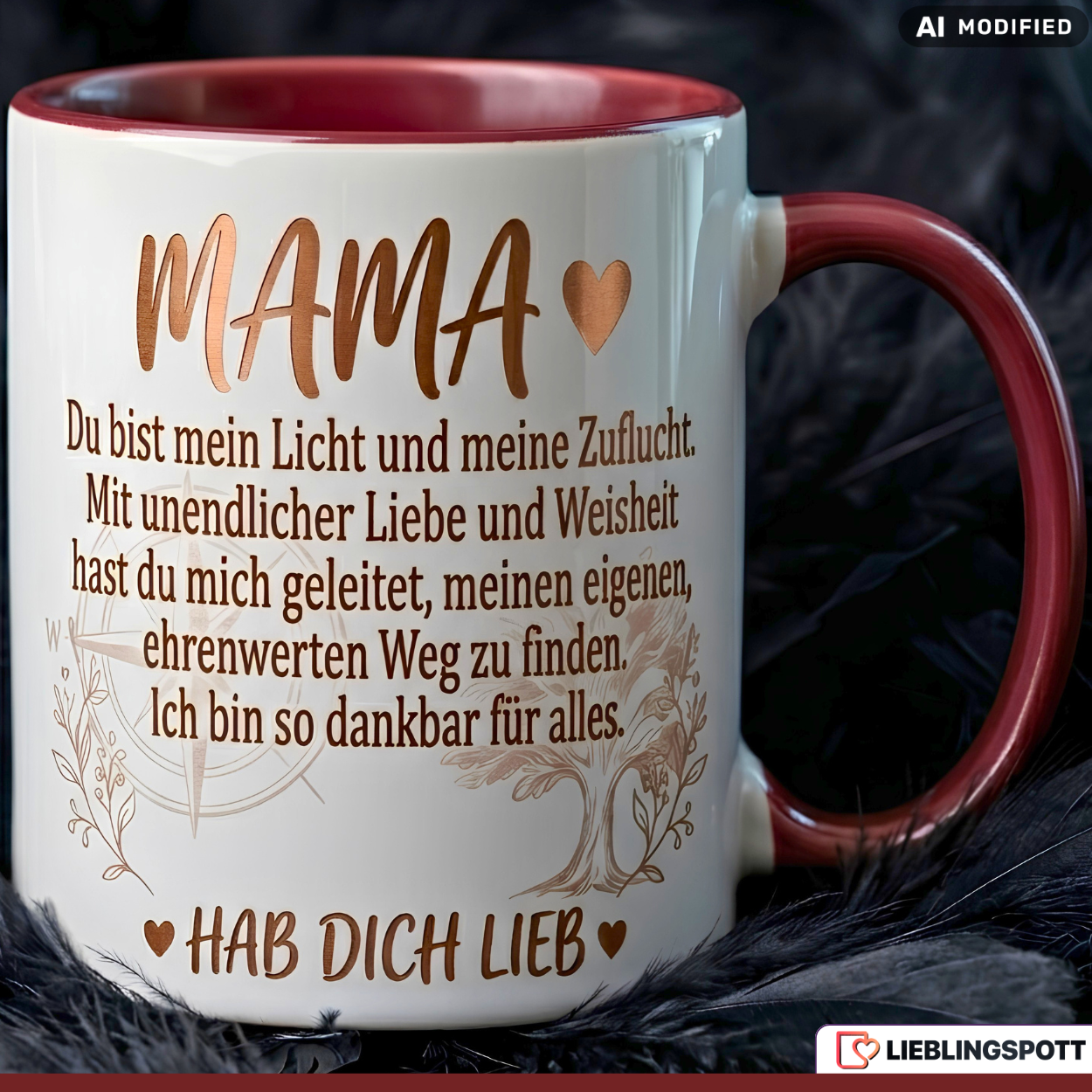 Mama Tasse Spruch Geschenk Danke Muttertag Maroon Becher 330ml