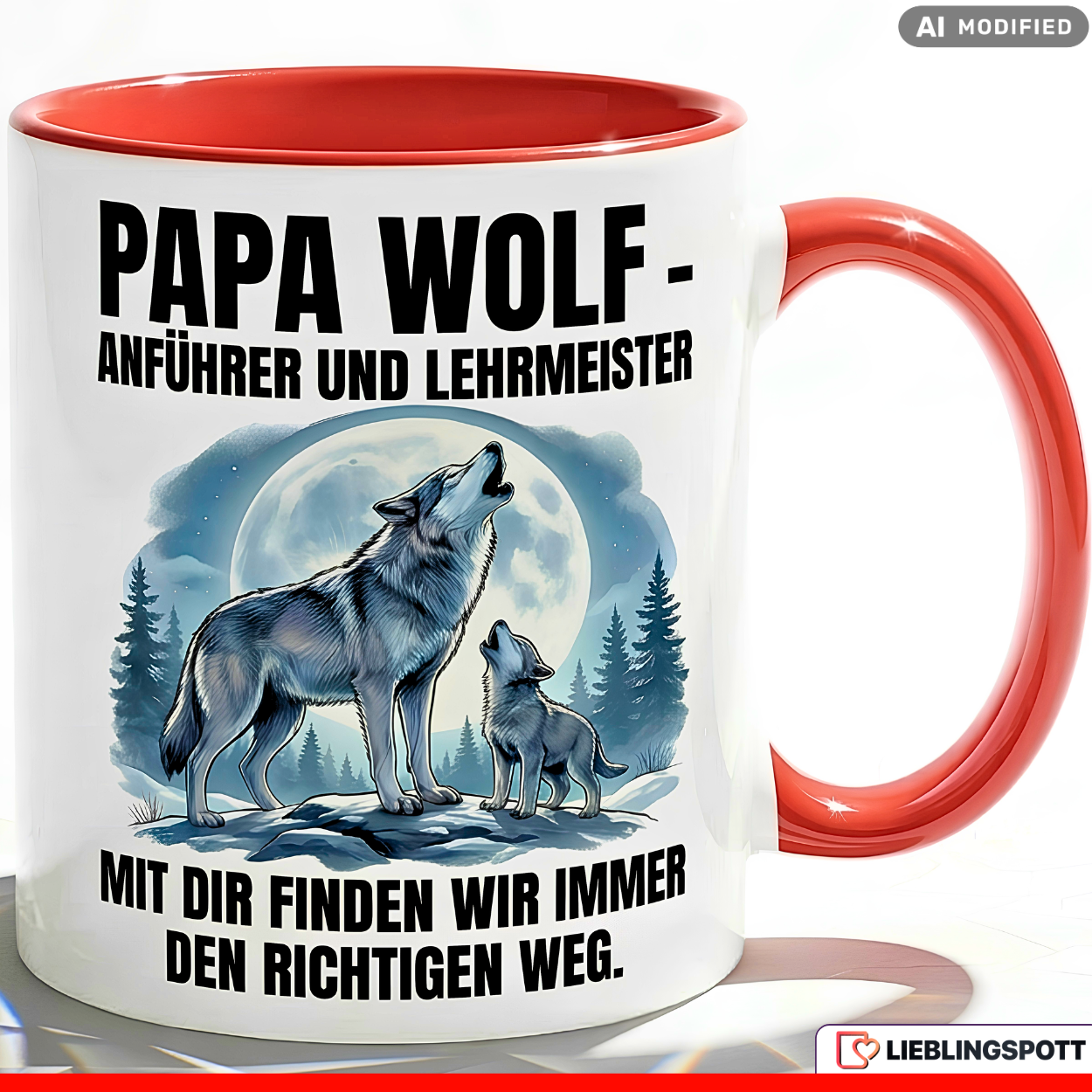 Papa Wolf Mug Saying Father's Day Gift Blue Mug 330ml