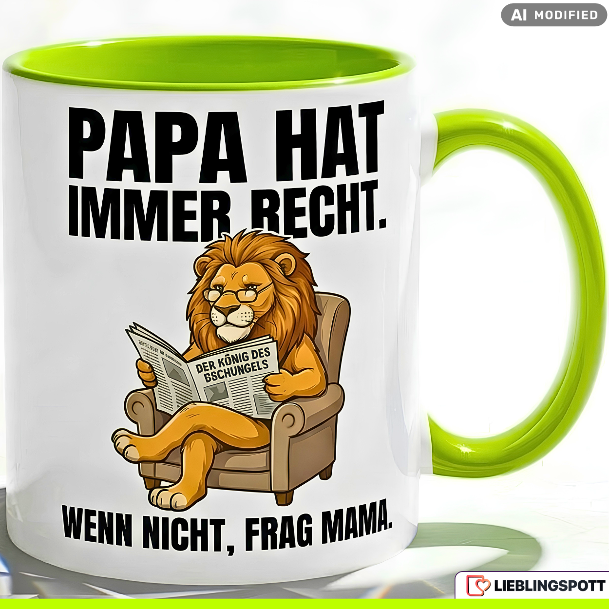 Papa Lion Mug Saying Father's Day Gift Orange Cup 330ml