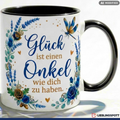 Onkel Tasse Spruch Glück Geschenk Danke Geburtstag Blau Becher 330ml
