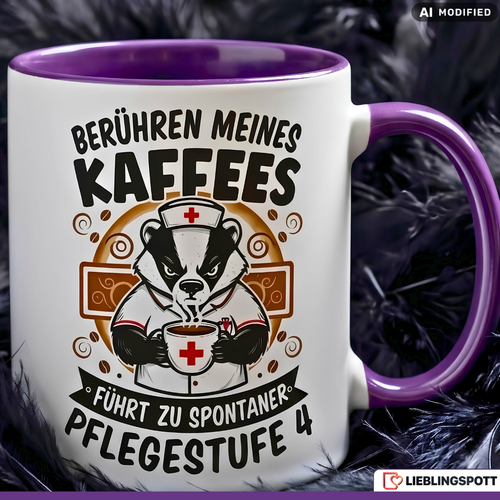 Dachs Tasse Spruch Pflege Geschenk Krankenschwester Roter Becher 330ml