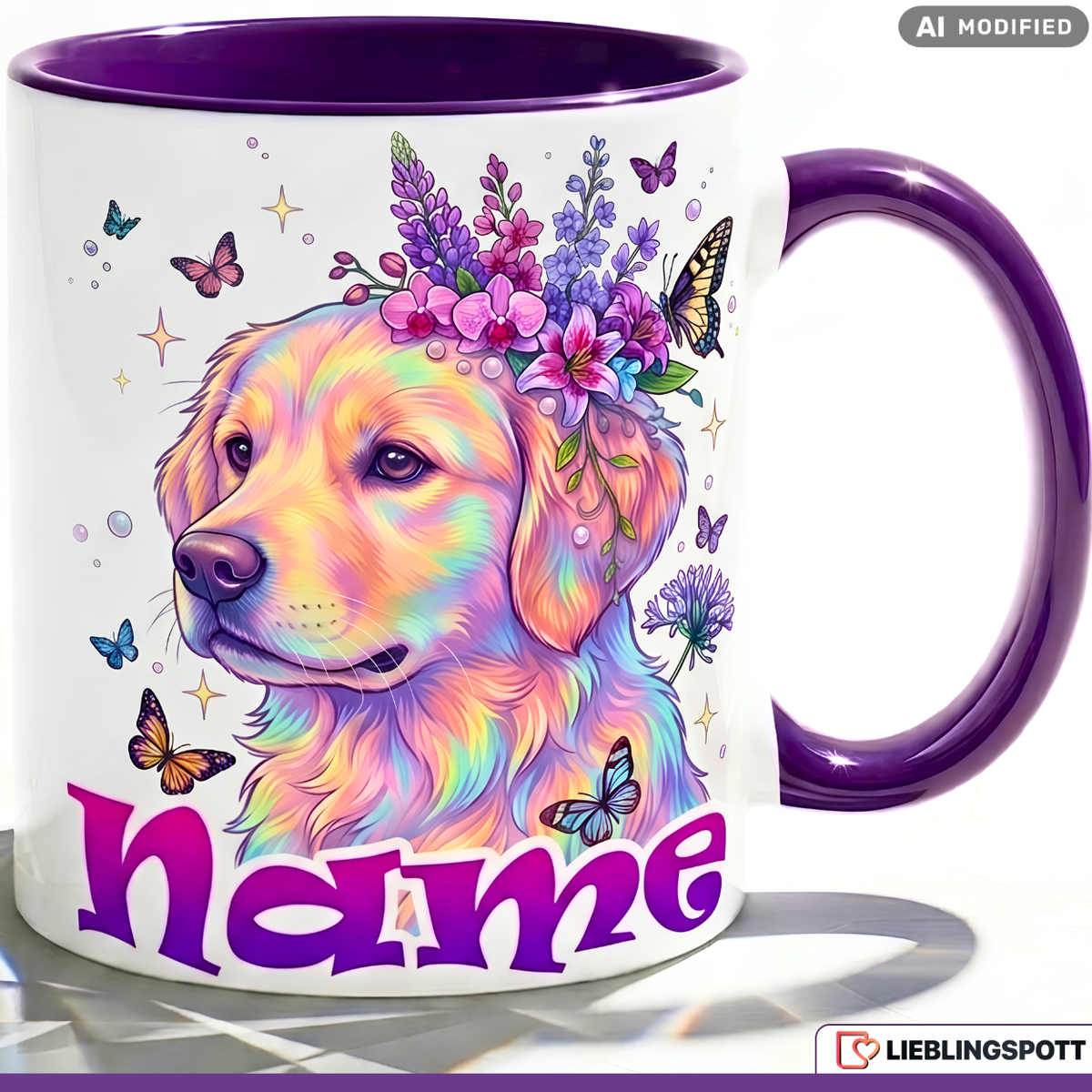 Hund Tasse Name personalisiert Geschenk Mädchen Rosa Becher 330ml