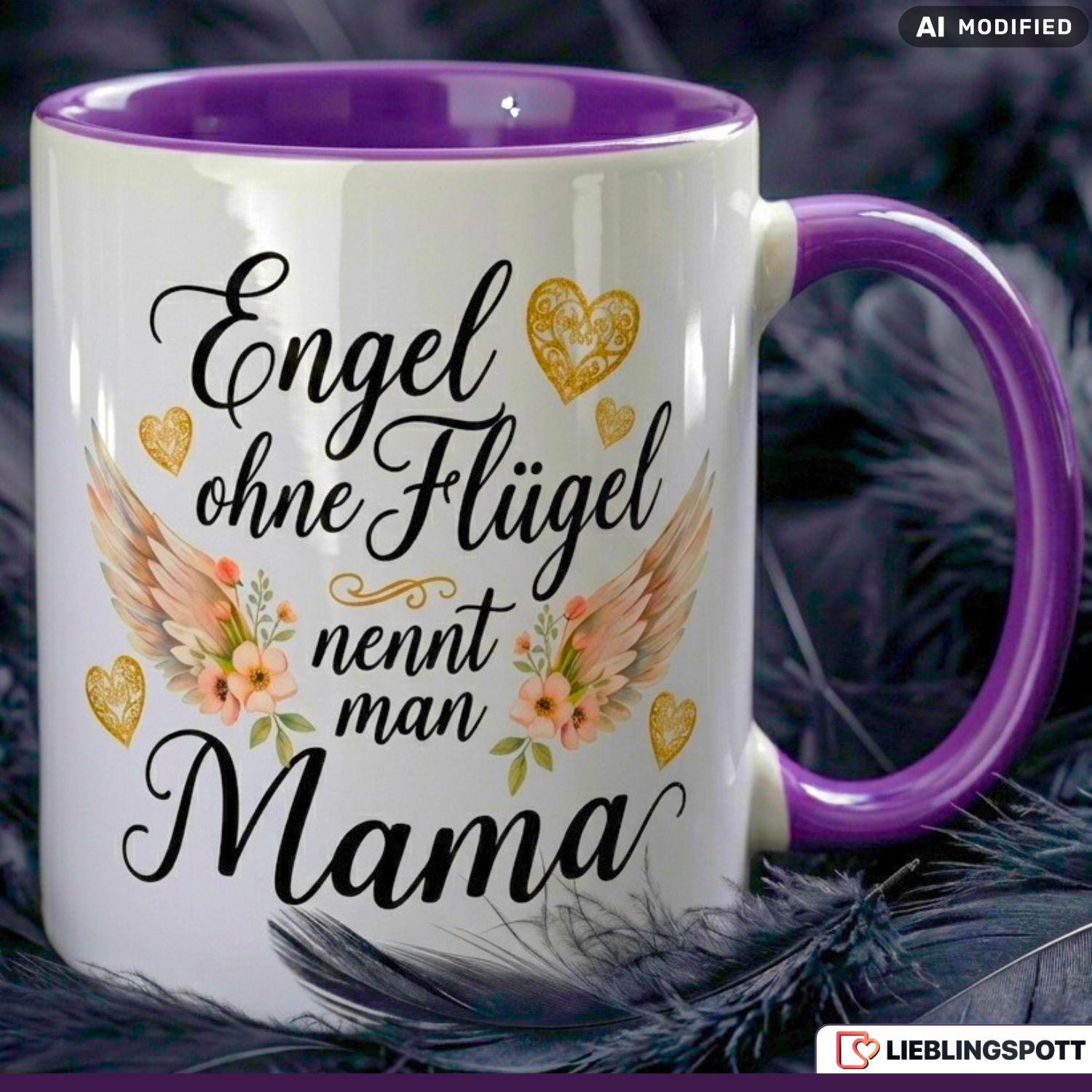 Mama Tasse Spruch Engel ohne Flügel Geschenk Roter Becher 330ml
