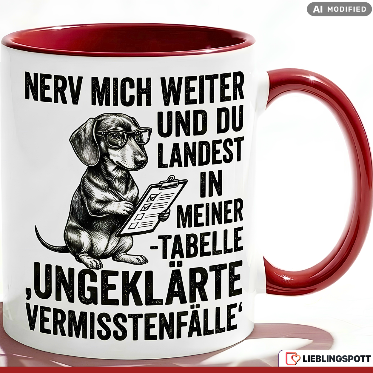 Dackel Tasse Spruch Büro Geschenk Kollege Schwarzer Becher 330ml