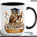 Bachelor Tasse Spruch Bestanden Geschenk Abschluss Schwarz Becher 330ml