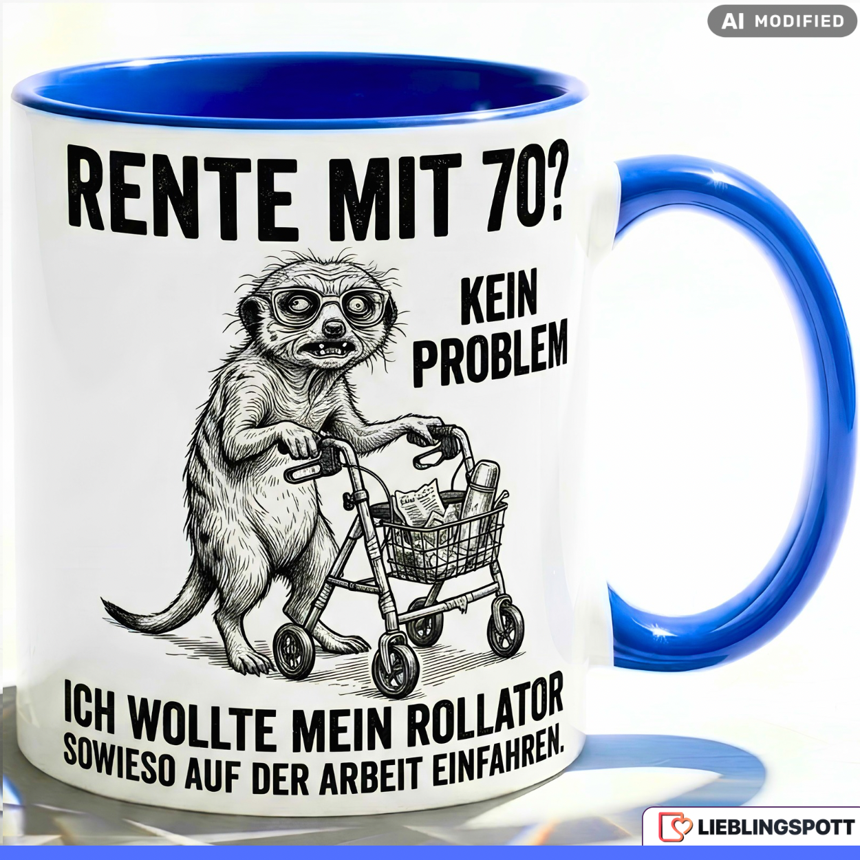 Retirement Mug Funny Saying Meerkat Walker Gift Work Cup 330ml