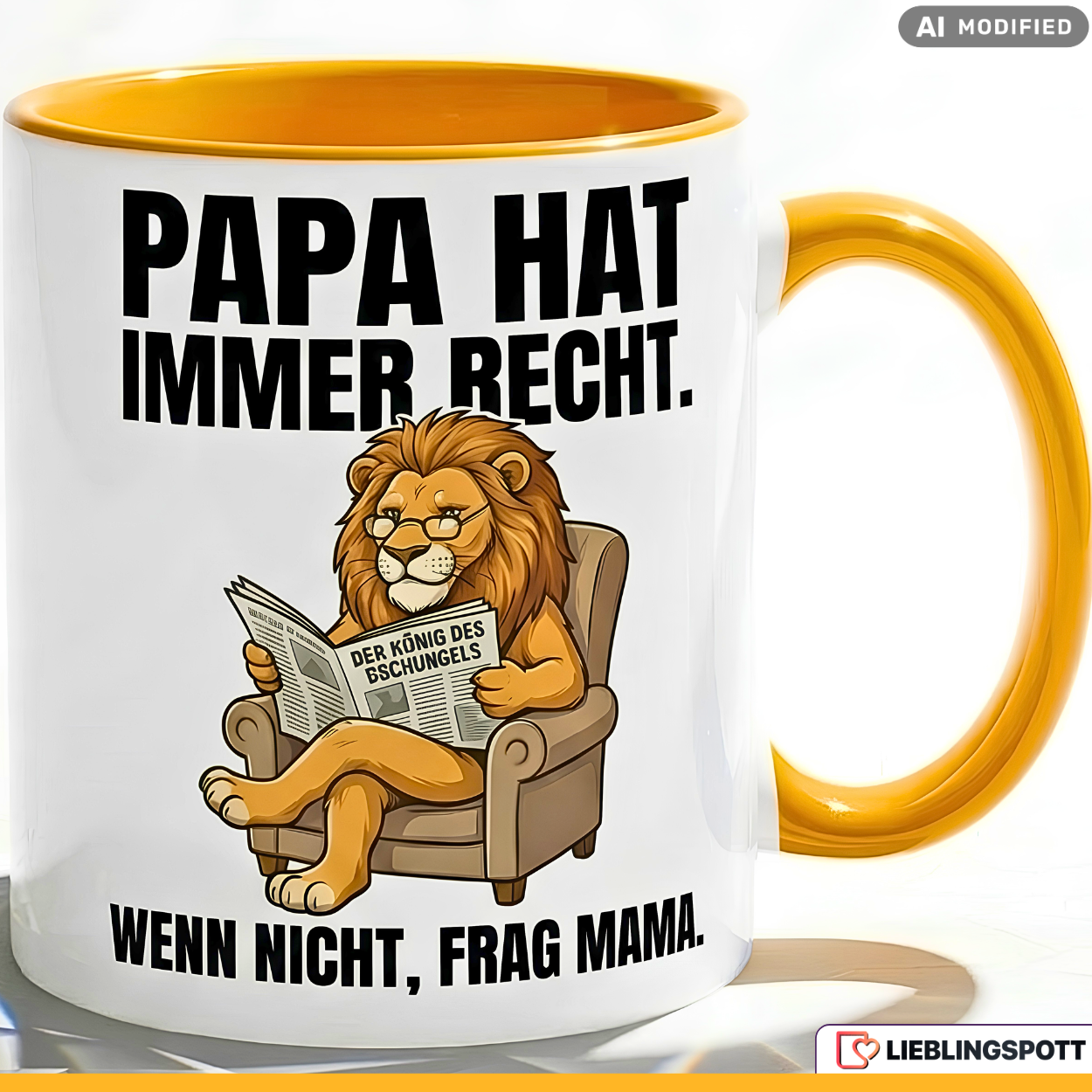Papa Lion Mug Saying Father's Day Gift Orange Cup 330ml