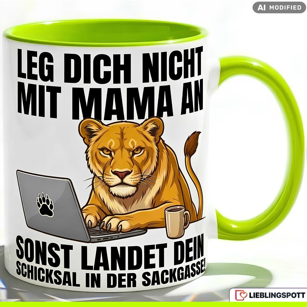 Lioness Mug Quote Mom Office Mother's Day Gift Yellow Mug 330ml
