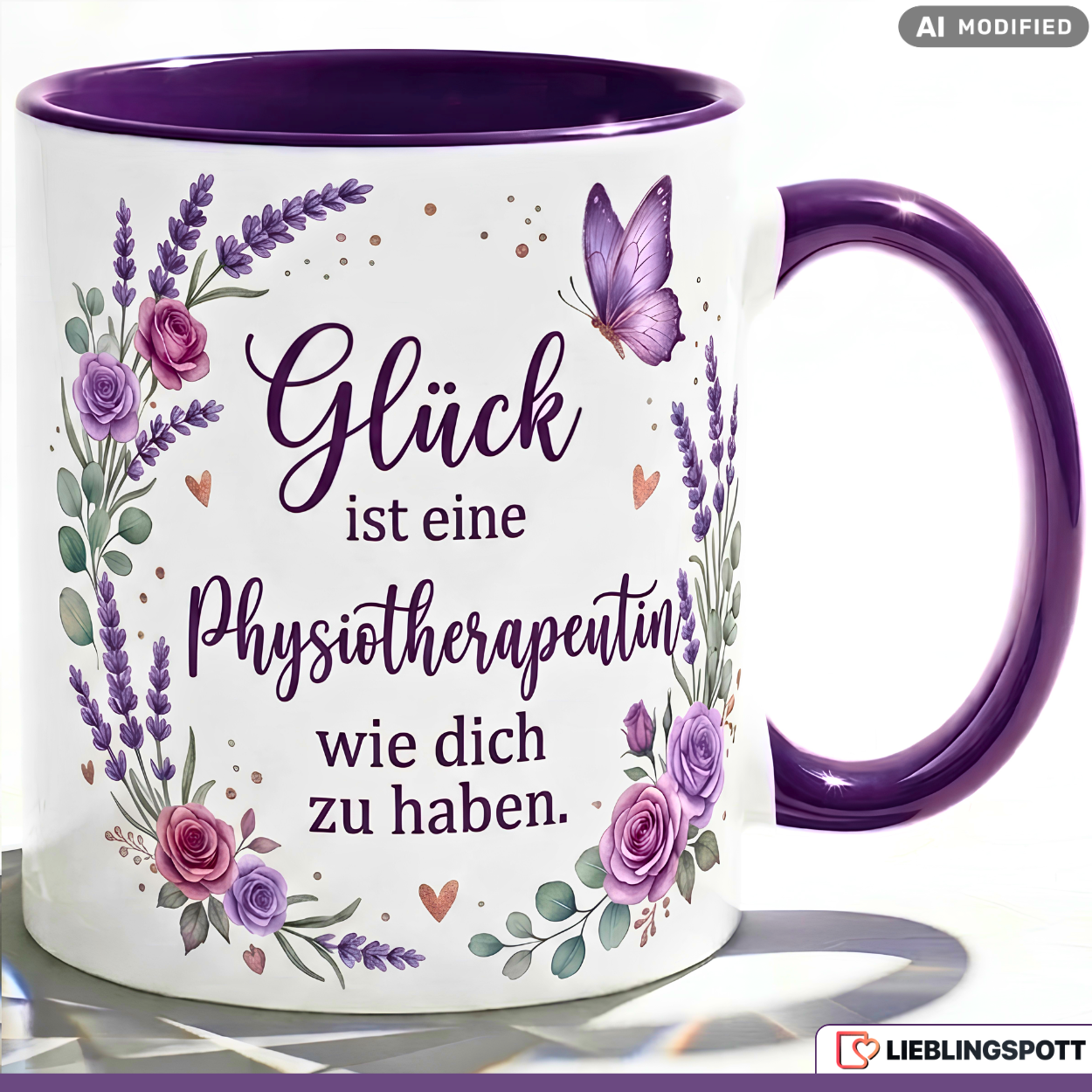 Physiotherapeutin Tasse Spruch Dankeschön Geschenk Lila Becher 330ml