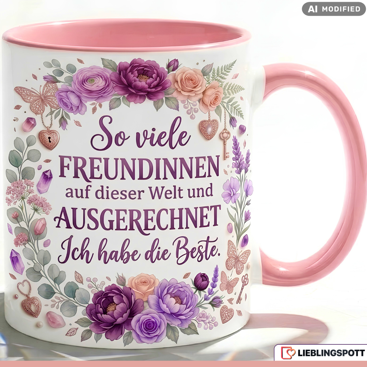 Girlfriend Mug Saying Best Gift Thank You Birthday Pink Cup 330ml