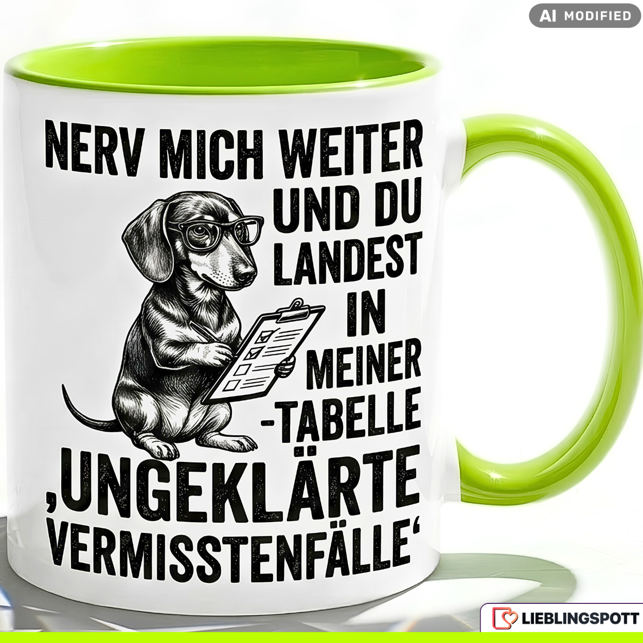 Dackel Tasse Spruch Büro Geschenk Kollege Schwarzer Becher 330ml