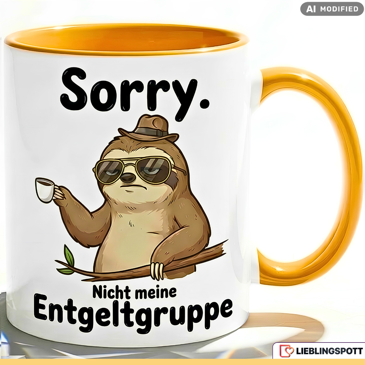 Lustige Faultier Tasse Spruch Sorry Nicht meine Entgeltgruppe – Witzige Kaffeetasse Büro Arbeit Job Humor – Geschenk Kollegen Chef Öffentlicher Dienst TVöD Beamte – Keramik Becher 330ml