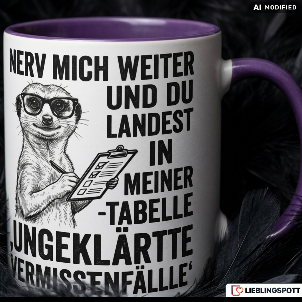 Erdmännchen Tasse Spruch Büro Geschenk Kollege Schwarzer Becher 330ml