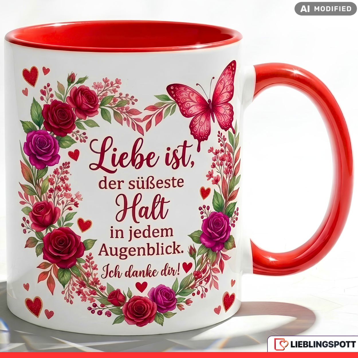 Liebe Tasse Spruch Halt Geschenk Danke Jahrestag Valentinstag Rot Becher 330ml