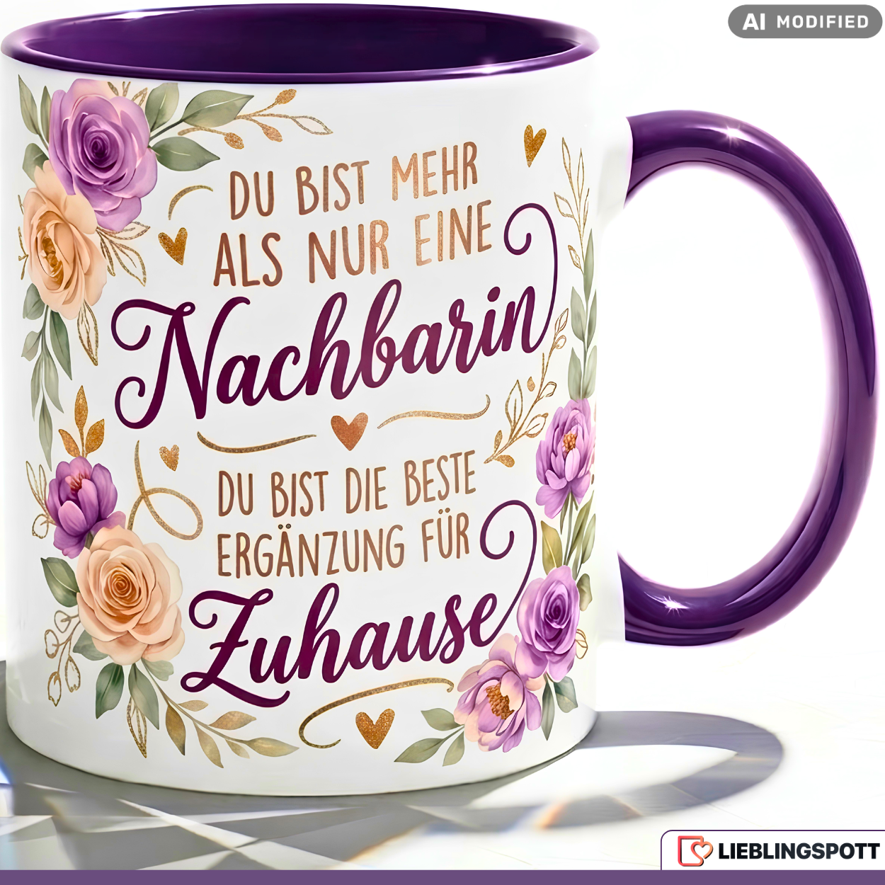 Nachbarin Tasse Spruch Beste Geschenk Danke Geburtstag Rosa Becher 330ml