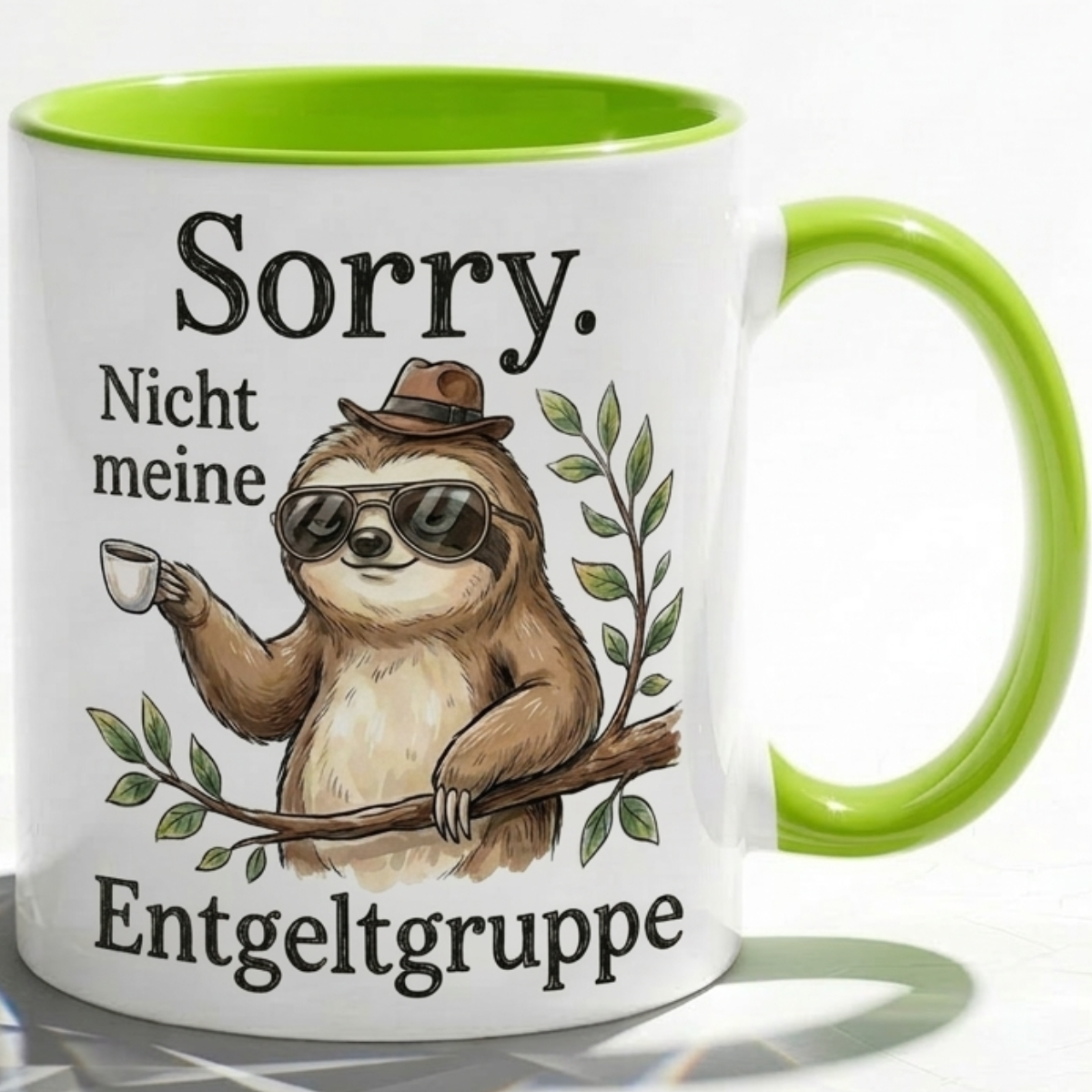 Witzige Kaffeetasse Faultier Entgeltgruppe Spruch-Becher Geschenk für Kollegen, Abschied