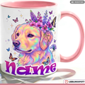 Hund Tasse Name personalisiert Geschenk Mädchen Rosa Becher 330ml