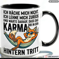 Fuchs Tasse Spruch Karma Büro Geschenk Kollege Oranger Becher 330ml