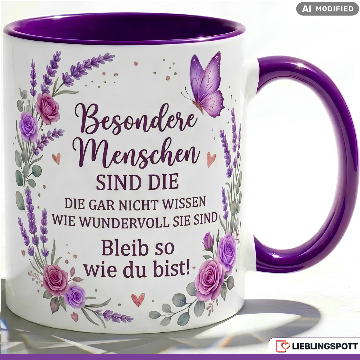 Besondere Menschen Tasse Spruch Wundervoll Geschenk Lila Becher 330ml