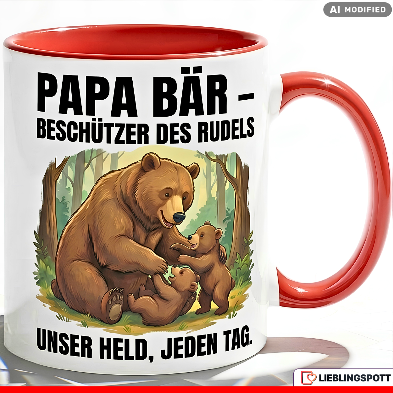 Papa Bear Mug Saying Father's Day Gift Green Mug 330ml