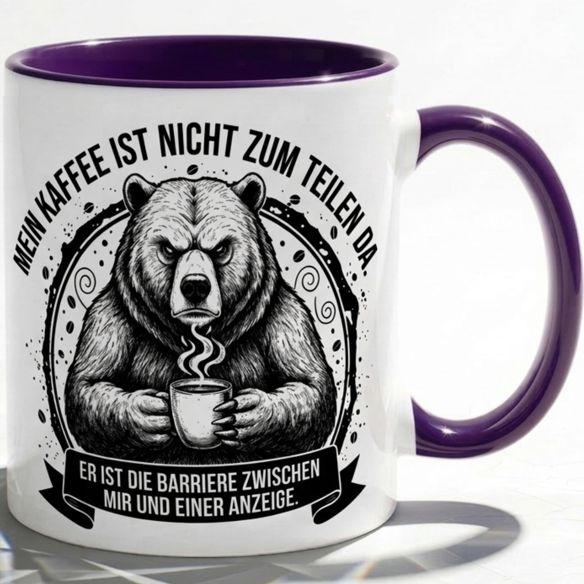 Tasse Spruch Mein Kaffee ist nicht zum Teilen da Barriere Anzeige – Witzige Kaffeetasse Büro Arbeit Job Humor Morgenmuffel – Geschenk Kollegen – Keramik Becher 330ml