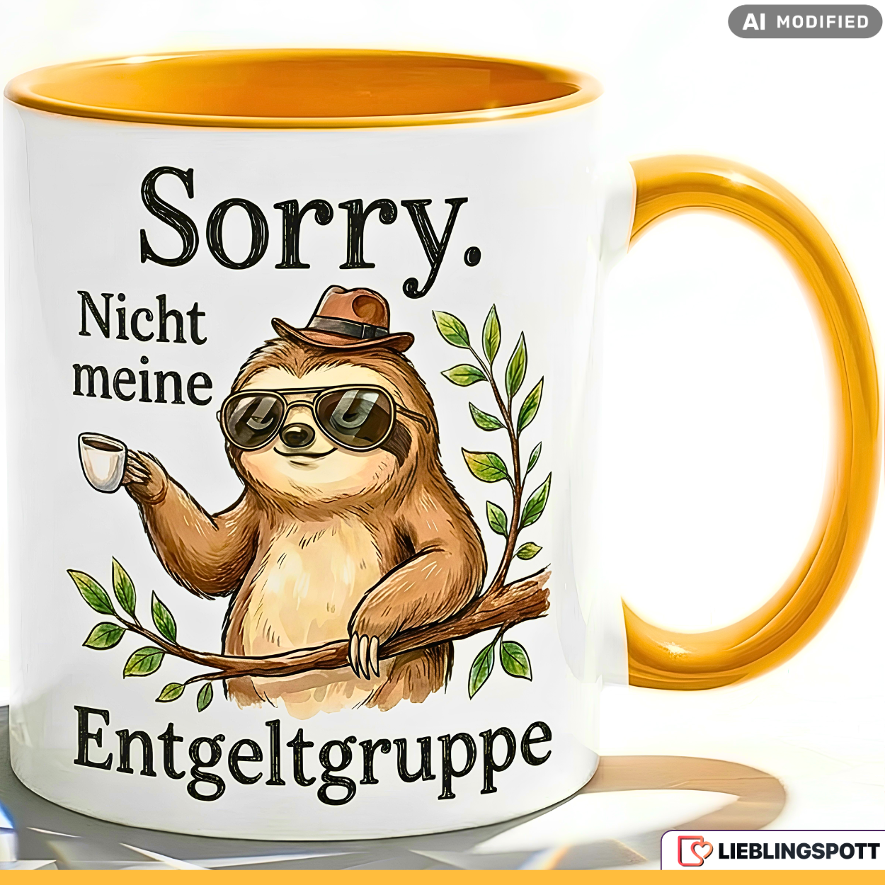 Faultier Tasse Spruch Büro Geschenke Entgeltgruppe TVöD Pinker Becher 330ml