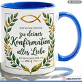 Konfirmation Tasse Spruch Geschenk alles Liebe Blauer Becher 330ml