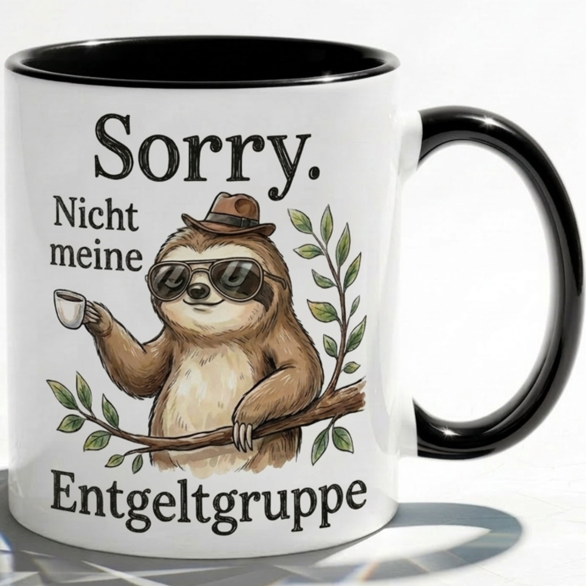 Witzige Kaffeetasse Faultier Entgeltgruppe Spruch-Becher Geschenk für Kollegen, Abschied