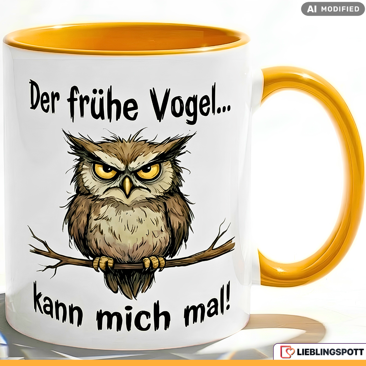 Owl Mug Saying Grumpy Morning Person Office Gift Red Cup 330ml