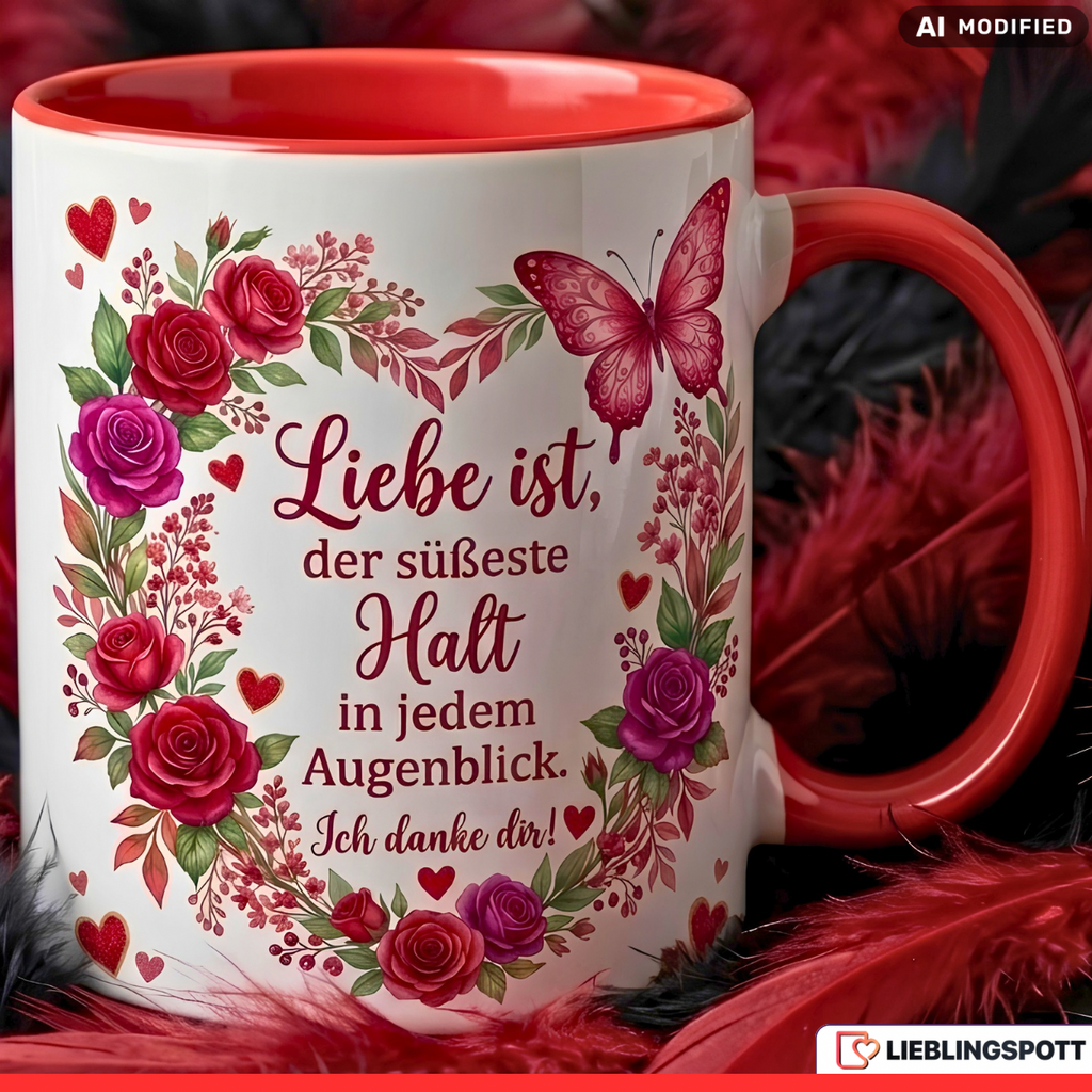 Liebe Tasse Spruch Halt Geschenk Danke Jahrestag Valentinstag Rot Becher 330ml