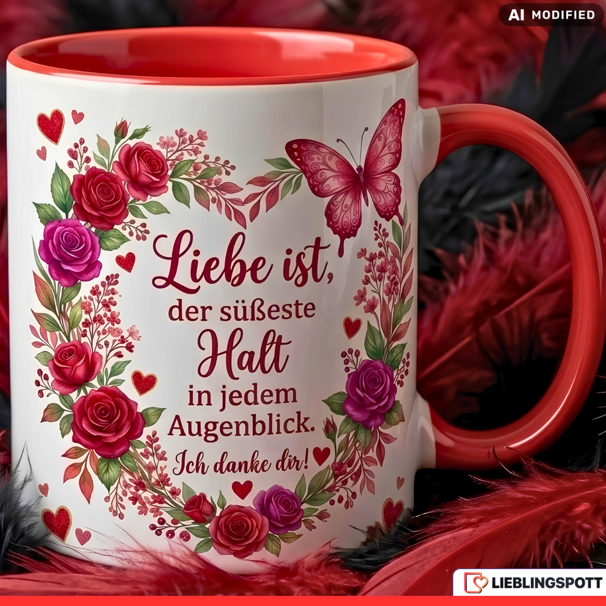 Liebe Tasse Spruch Halt Geschenk Danke Jahrestag Valentinstag Rot Becher 330ml