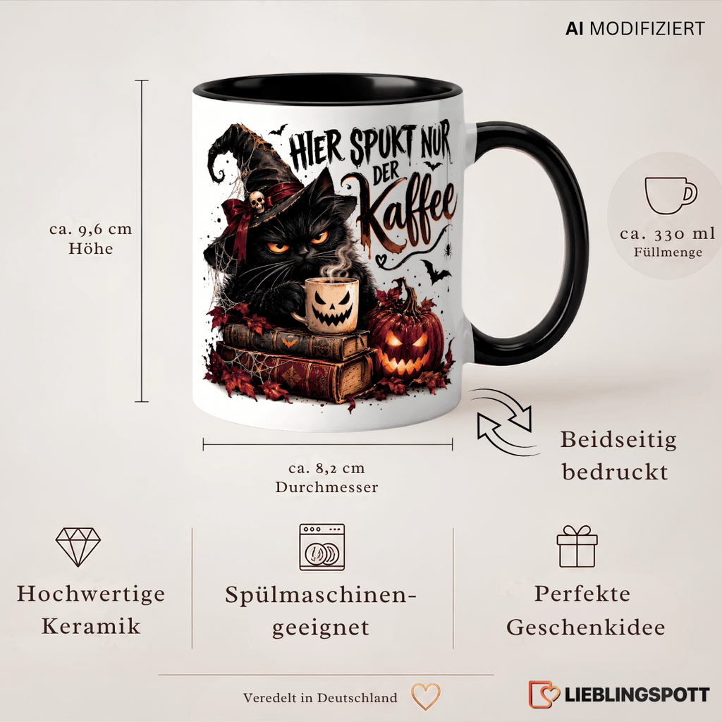 Halloween Tasse „Hier spukt nur der Kaffee“ – Keramik ca. 330 ml
