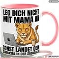 Löwin Tasse Spruch Mama Büro Muttertag Geschenk Gelber Becher 330ml