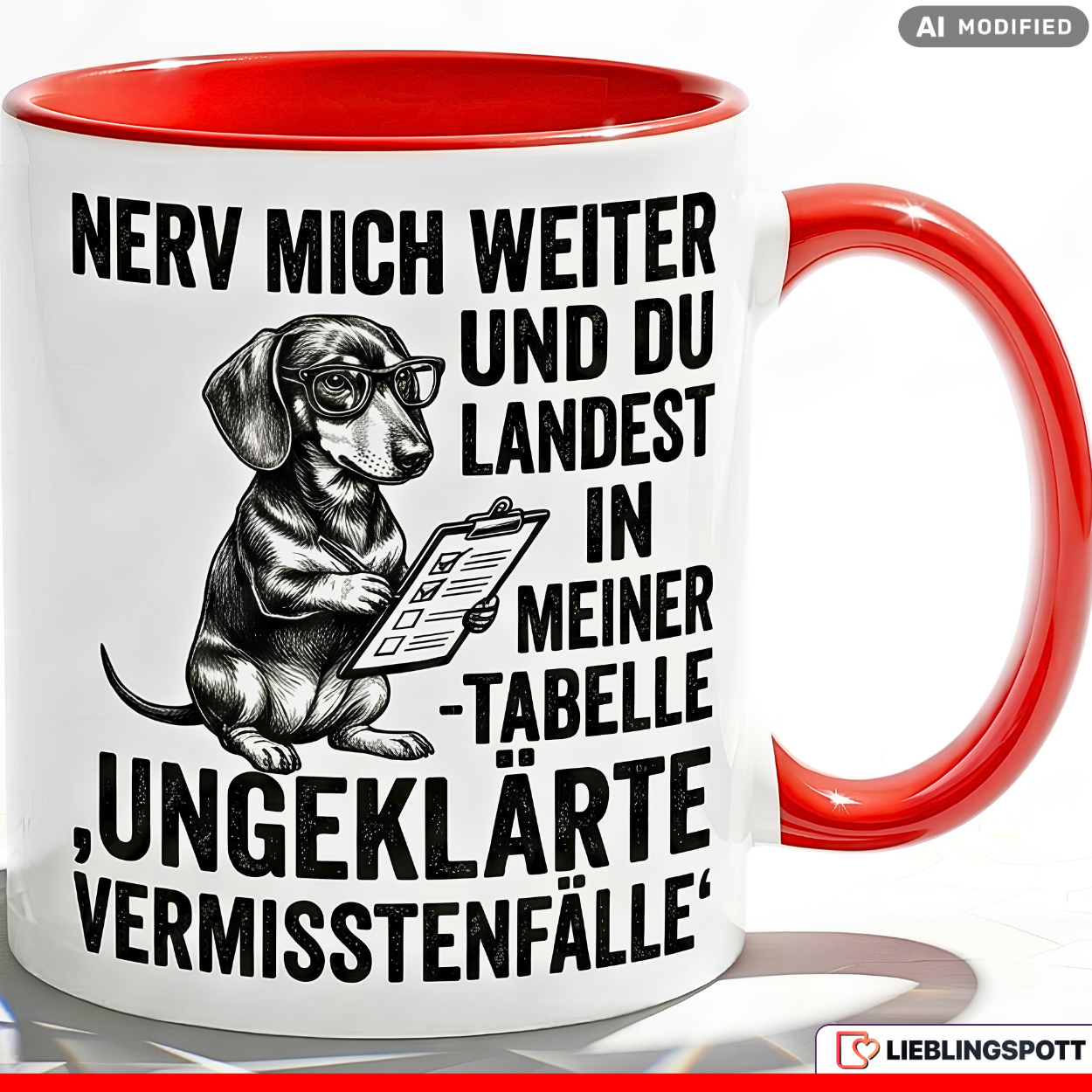 Dackel Tasse Spruch Büro Geschenk Kollege Schwarzer Becher 330ml