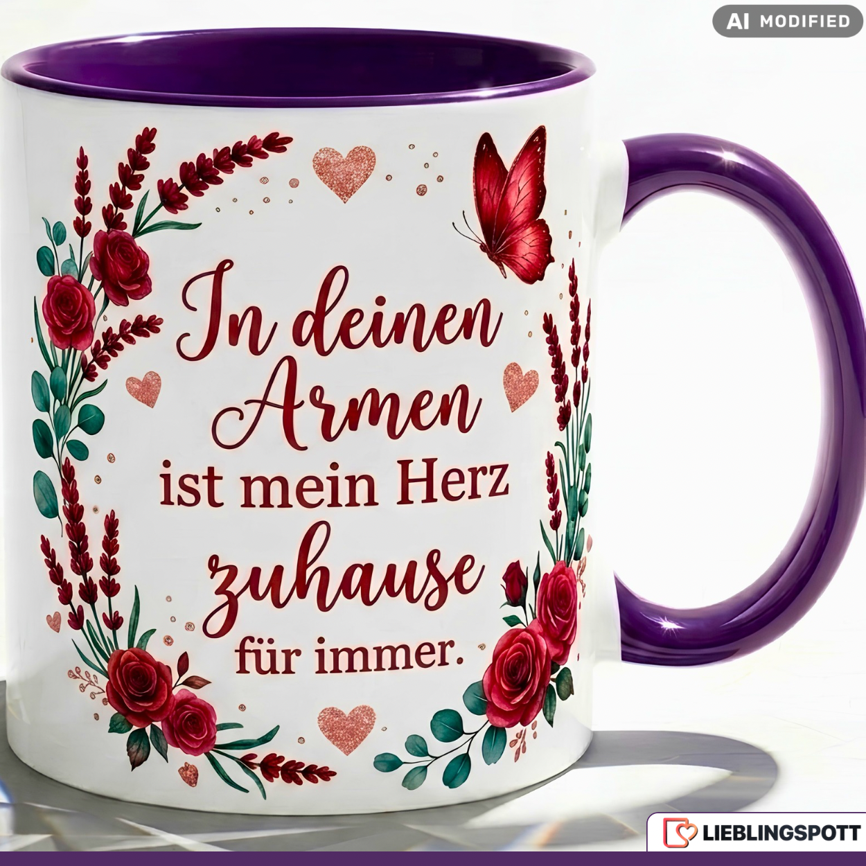Dear Cup Quote Poor Gift Thank You Anniversary Valentine's Day Purple Mug 330ml