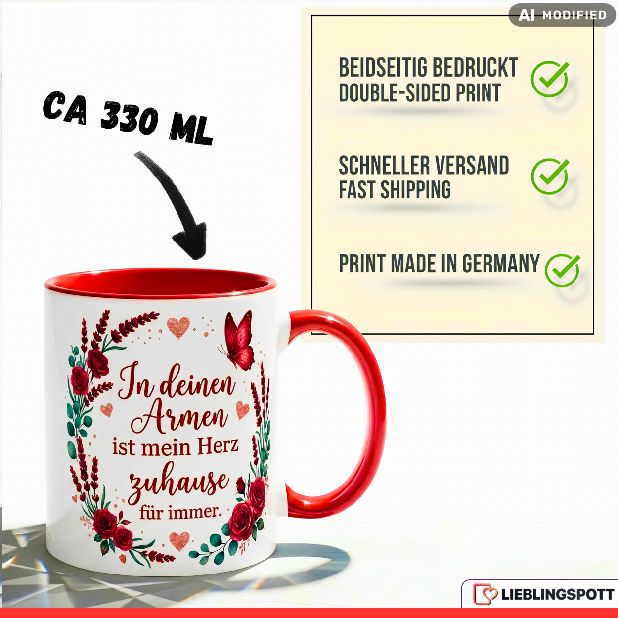 Liebe Tasse Spruch Armen Geschenk Danke Jahrestag Valentinstag Lila Becher 330ml