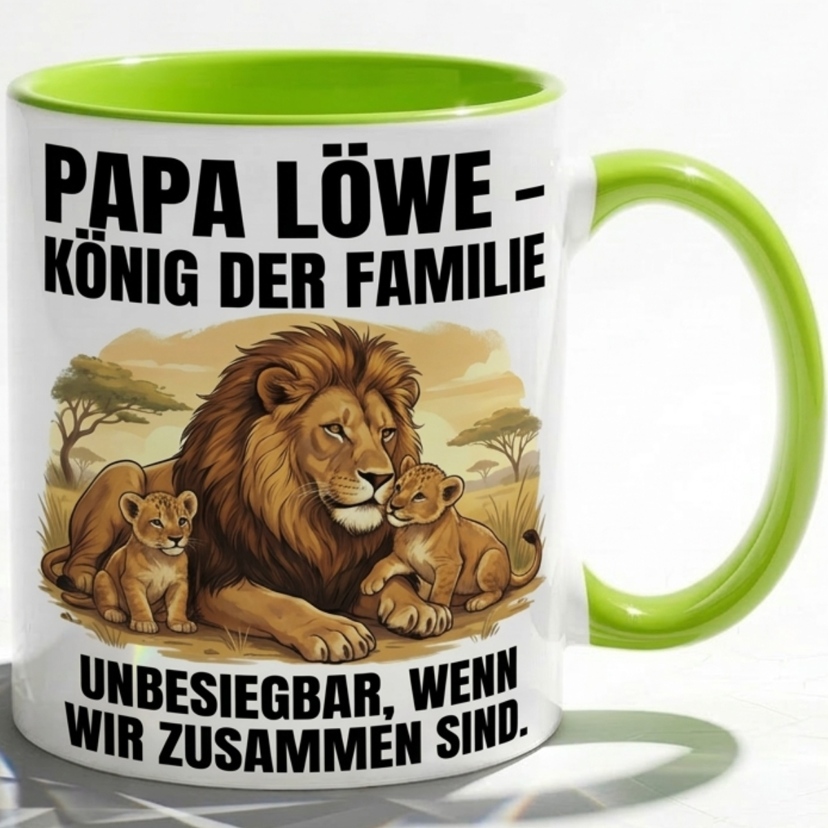 Papa Löwe Tasse als Geschenk Vatertag, Geburtstag Vater König Kaffee Becher