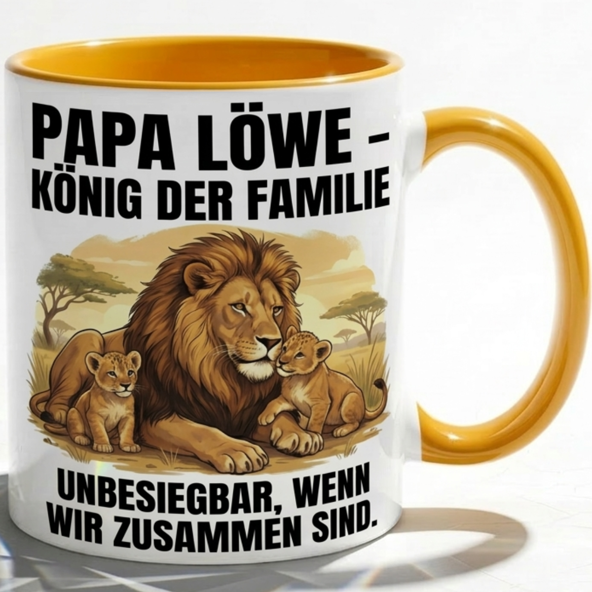 Papa Löwe Tasse als Geschenk Vatertag, Geburtstag Vater König Kaffee Becher