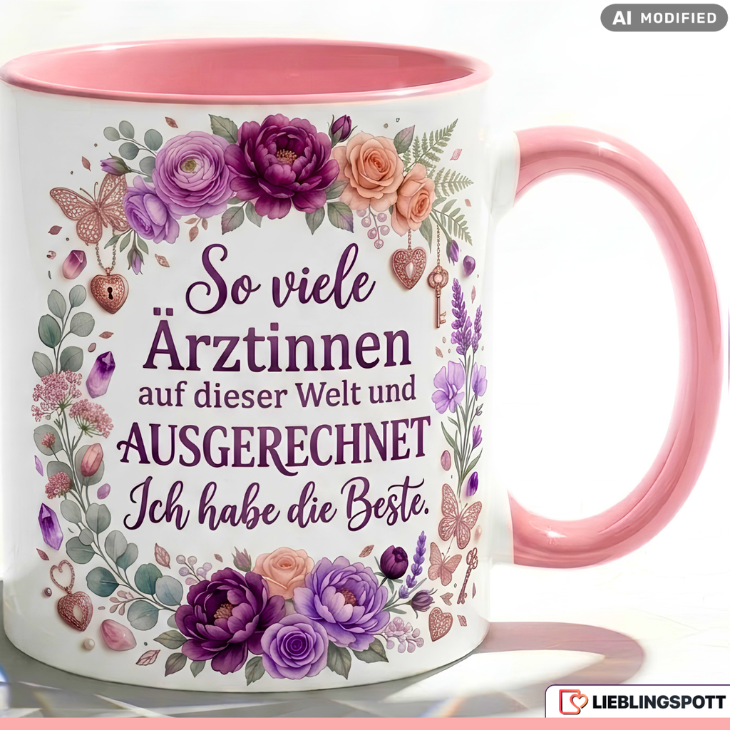 Ärztin Tasse Spruch Beste Geschenk Danke Geburtstag Rosa Becher 330ml
