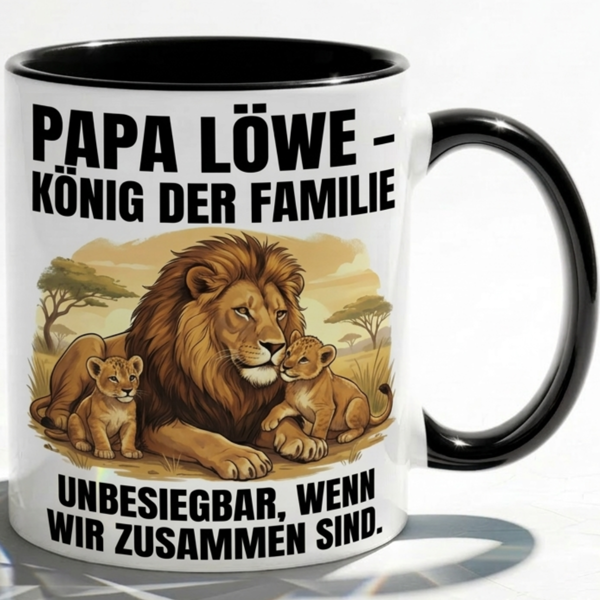 Papa Löwe Tasse als Geschenk Vatertag, Geburtstag Vater König Kaffee Becher