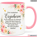 Erzieherin Tasse Spruch Dankeschön Geschenk Rosa Becher 330ml