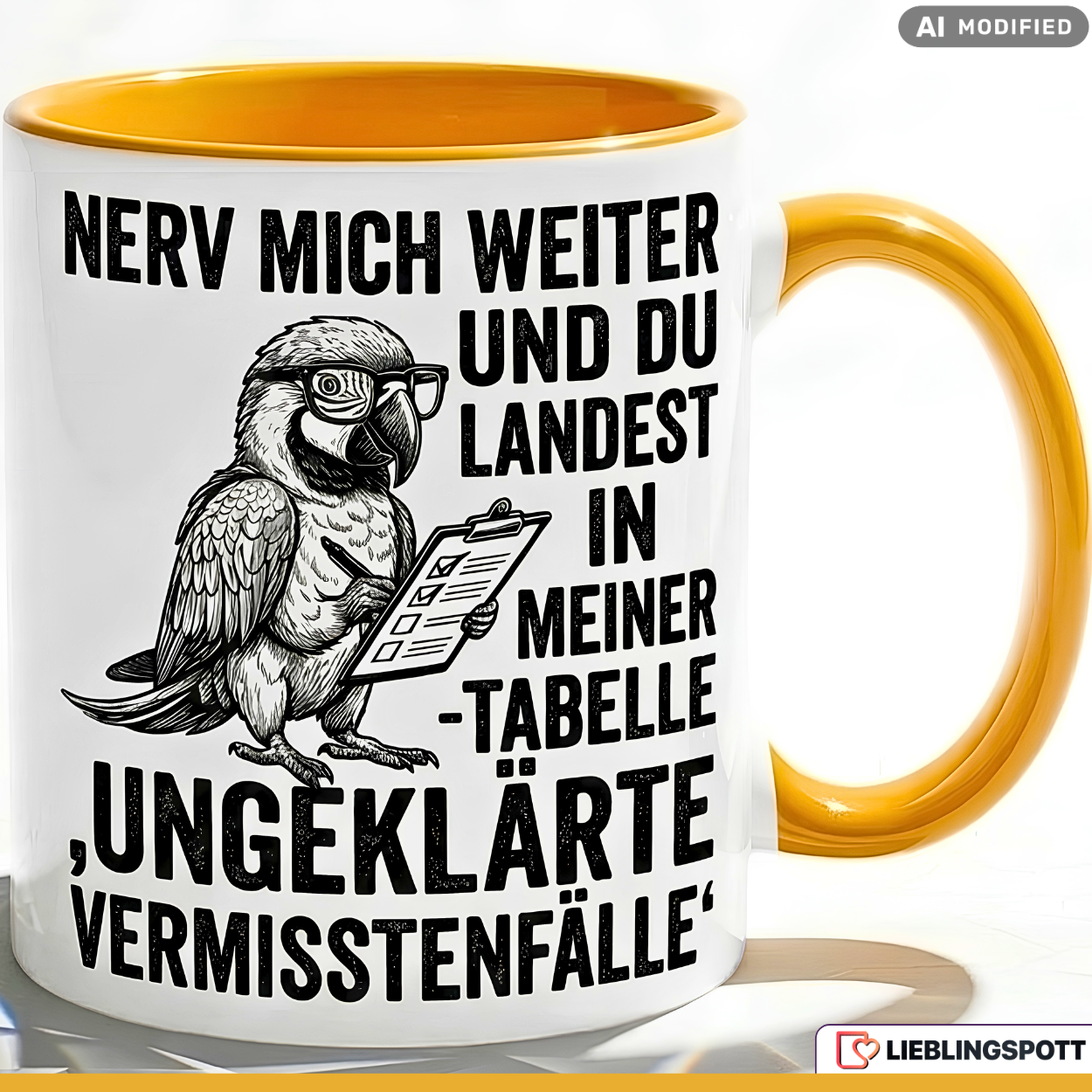 Parrot Mug Saying Office Gift Colleague Black Mug 330ml