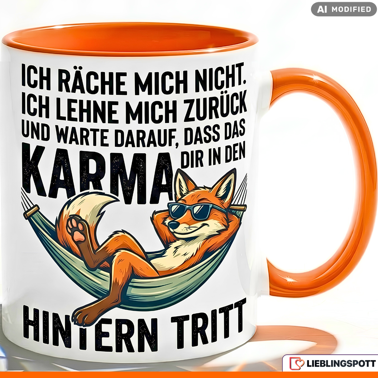 Fox Mug Saying Karma Office Gift Colleague Orange Mug 330ml