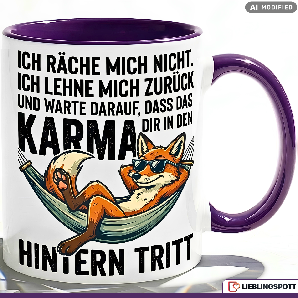 Fox Mug Saying Karma Office Gift Colleague Orange Mug 330ml
