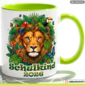Schulkind Tasse Löwe Geschenk Einschulung 2026 Dschungel Rot Becher 330ml