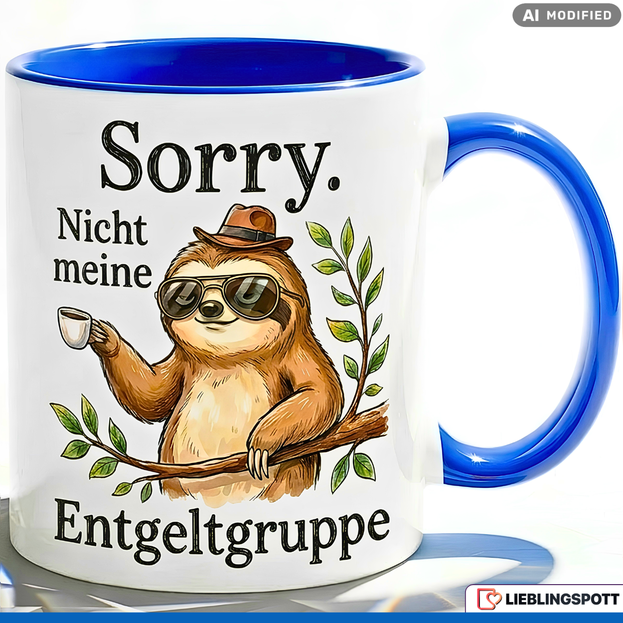 Faultier Tasse Spruch Büro Geschenke Entgeltgruppe TVöD Pinker Becher 330ml
