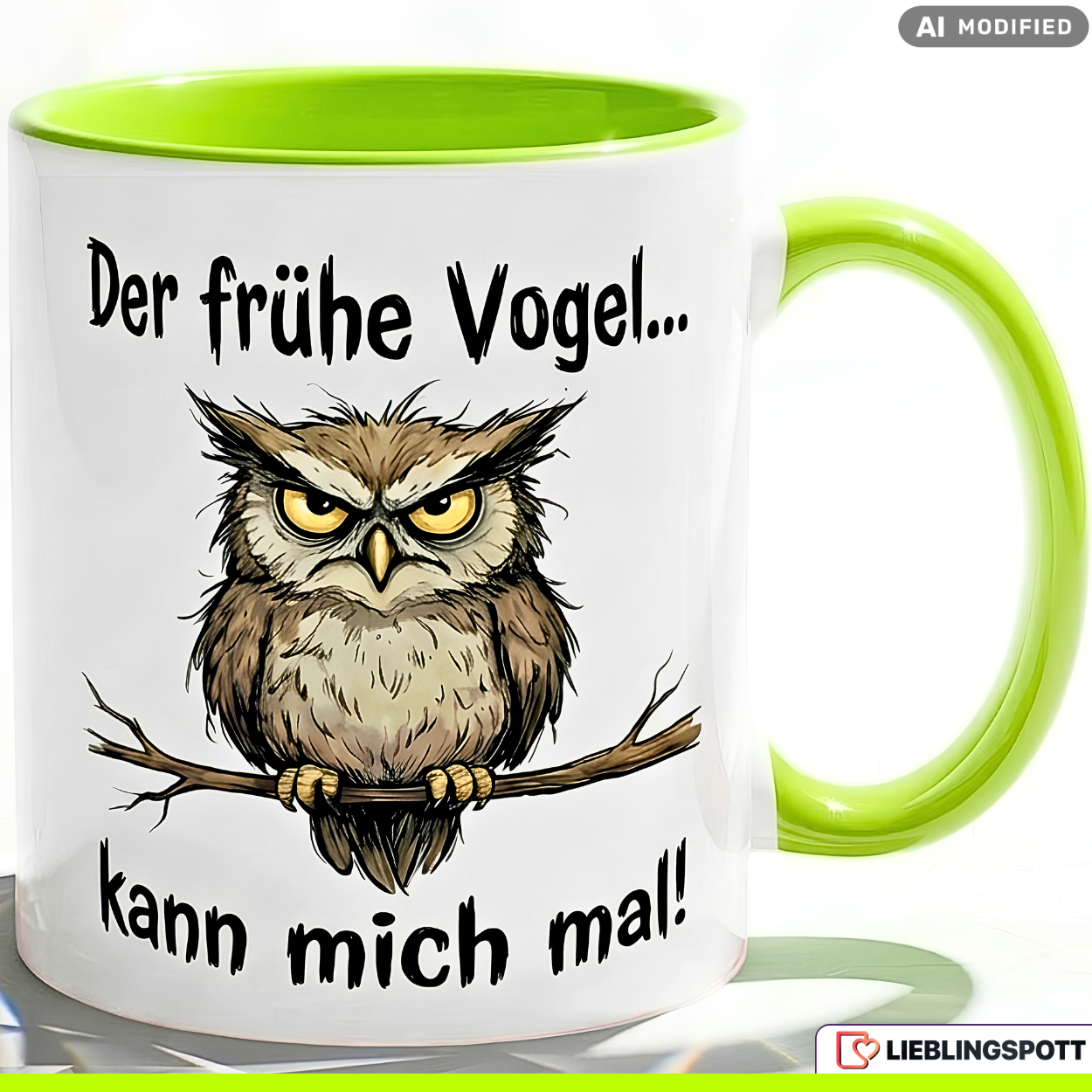 Owl Mug Saying Grumpy Morning Person Office Gift Red Cup 330ml